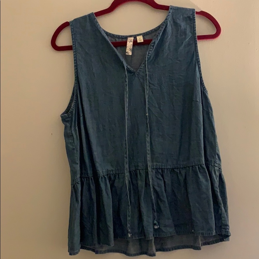 Denim Peplum Top
